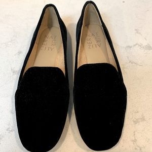Girls Black Velvet Loafers
